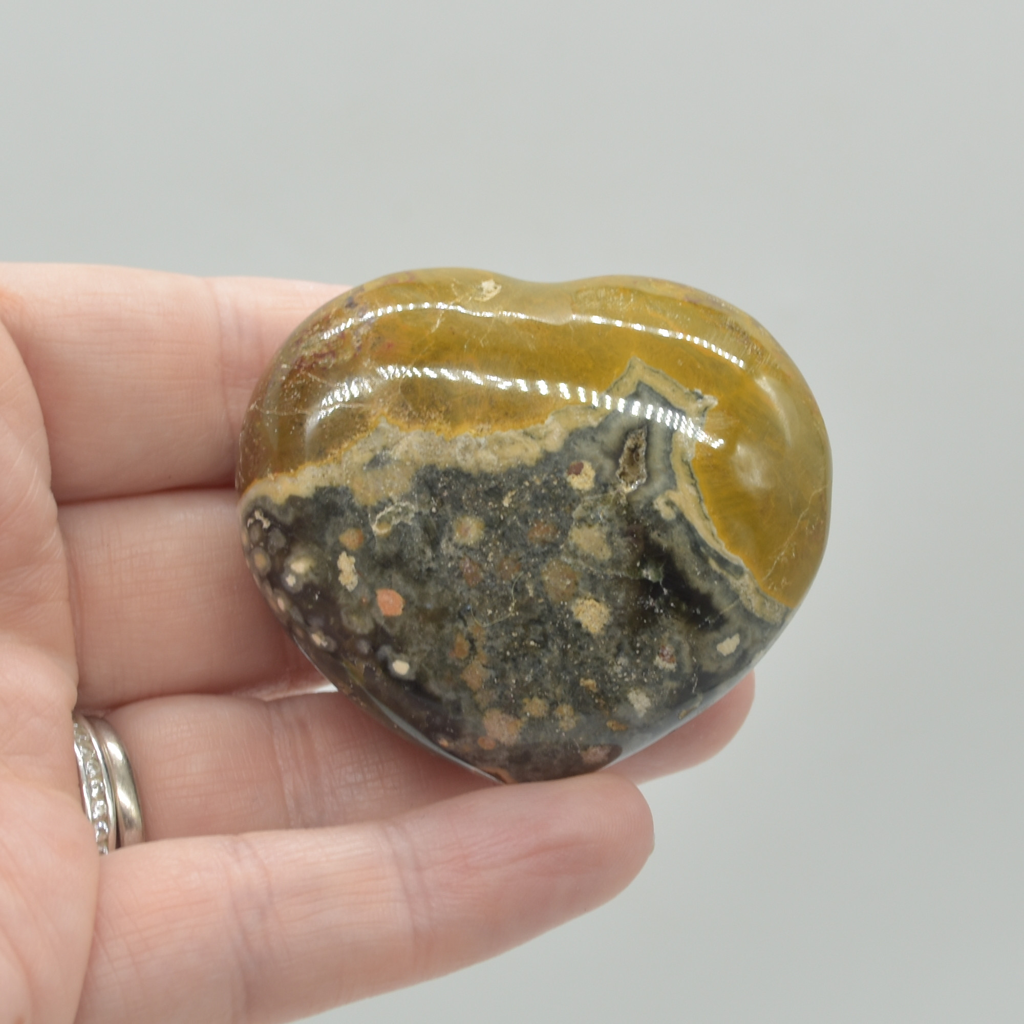 Ocean Jasper Crystal Puffy Heart - 70 grams - #4 - Image 4