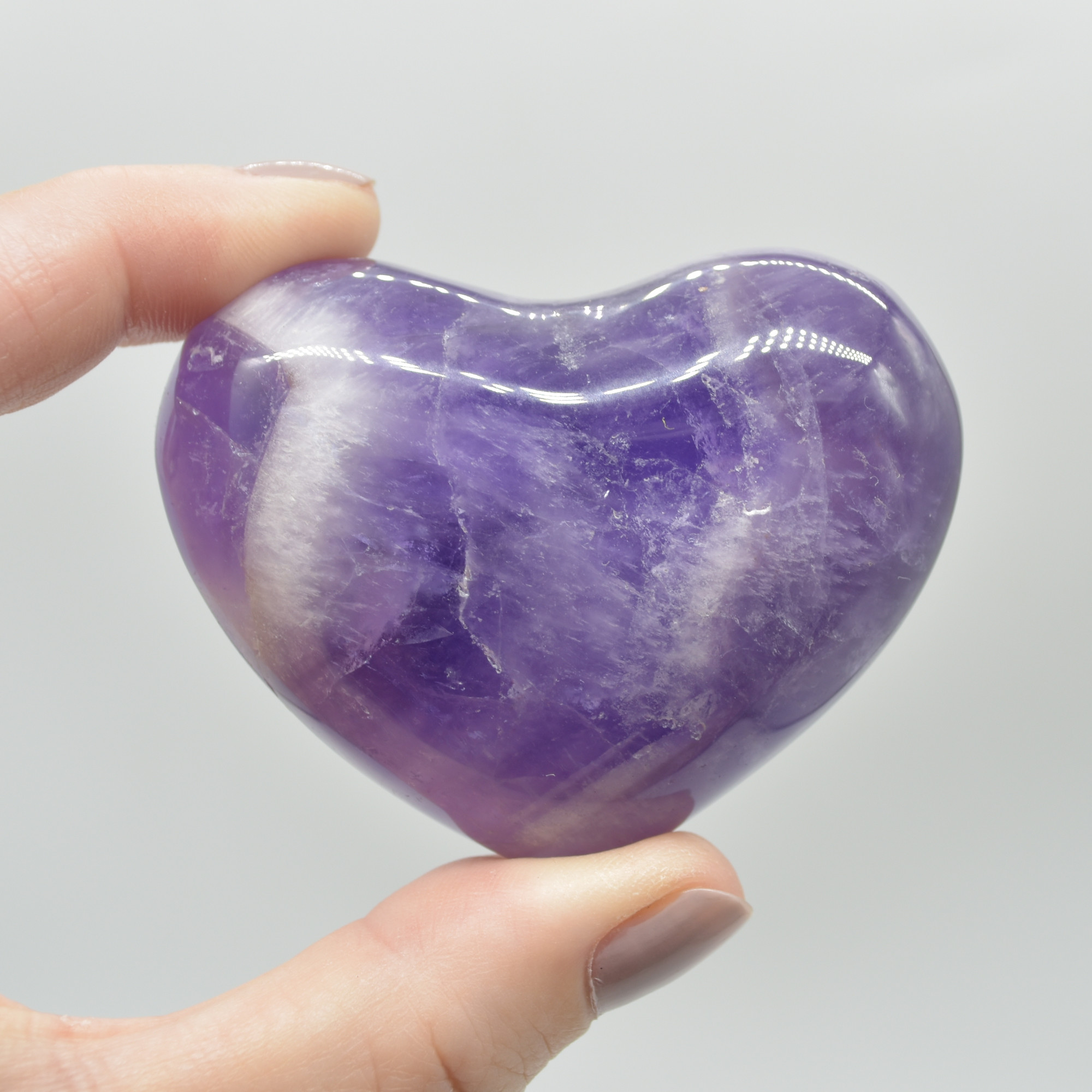 Chevron Amethyst Crystal Puffy Heart - 118 grams - #2