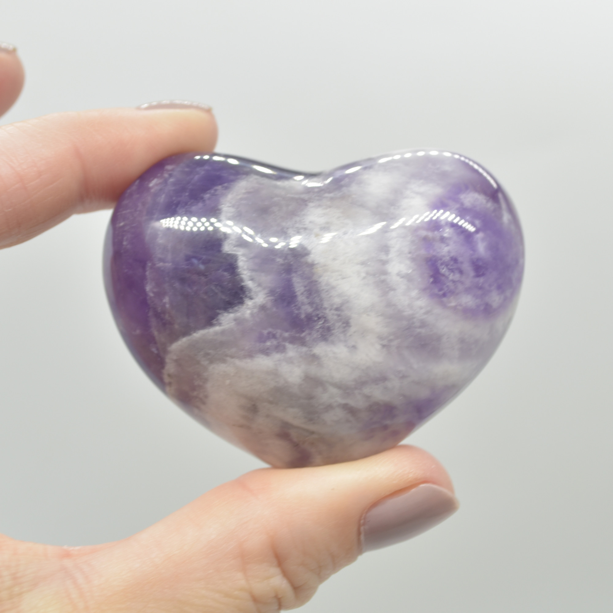 Chevron Amethyst Crystal Puffy Heart - 96 grams - #5 - Image 3