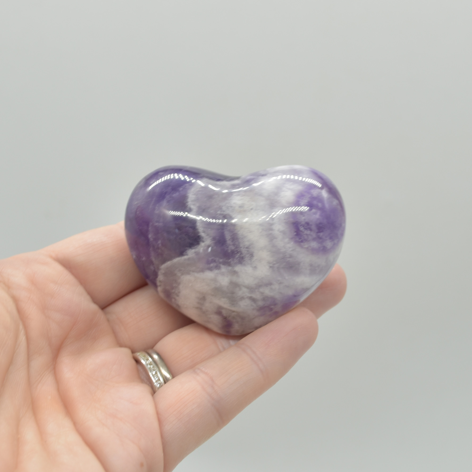 Chevron Amethyst Crystal Puffy Heart - 96 grams - #5 - Image 5