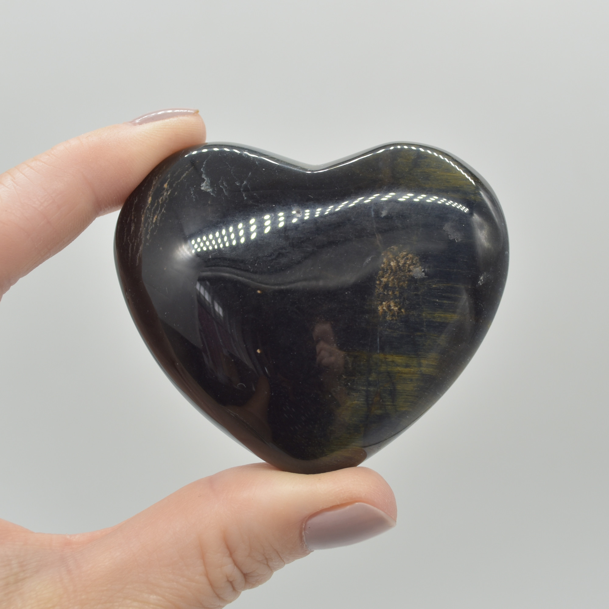 Blue Tigers Eye Crystal Puffy Heart - 105 grams - #2