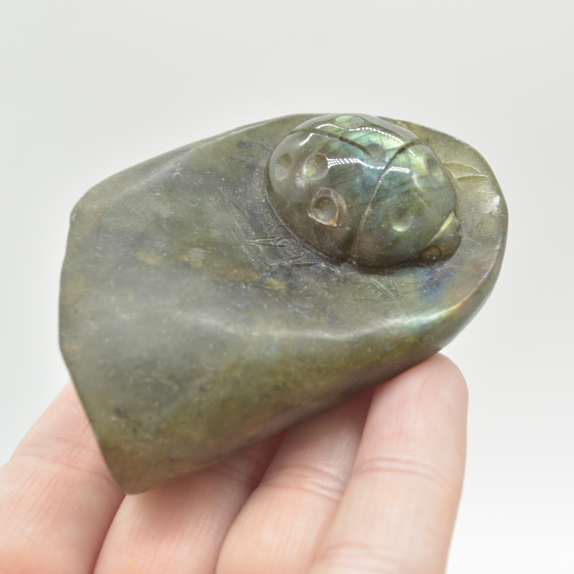 Labradorite Crystal Carving Ladybird Bug on Rock - 114 grams - #03