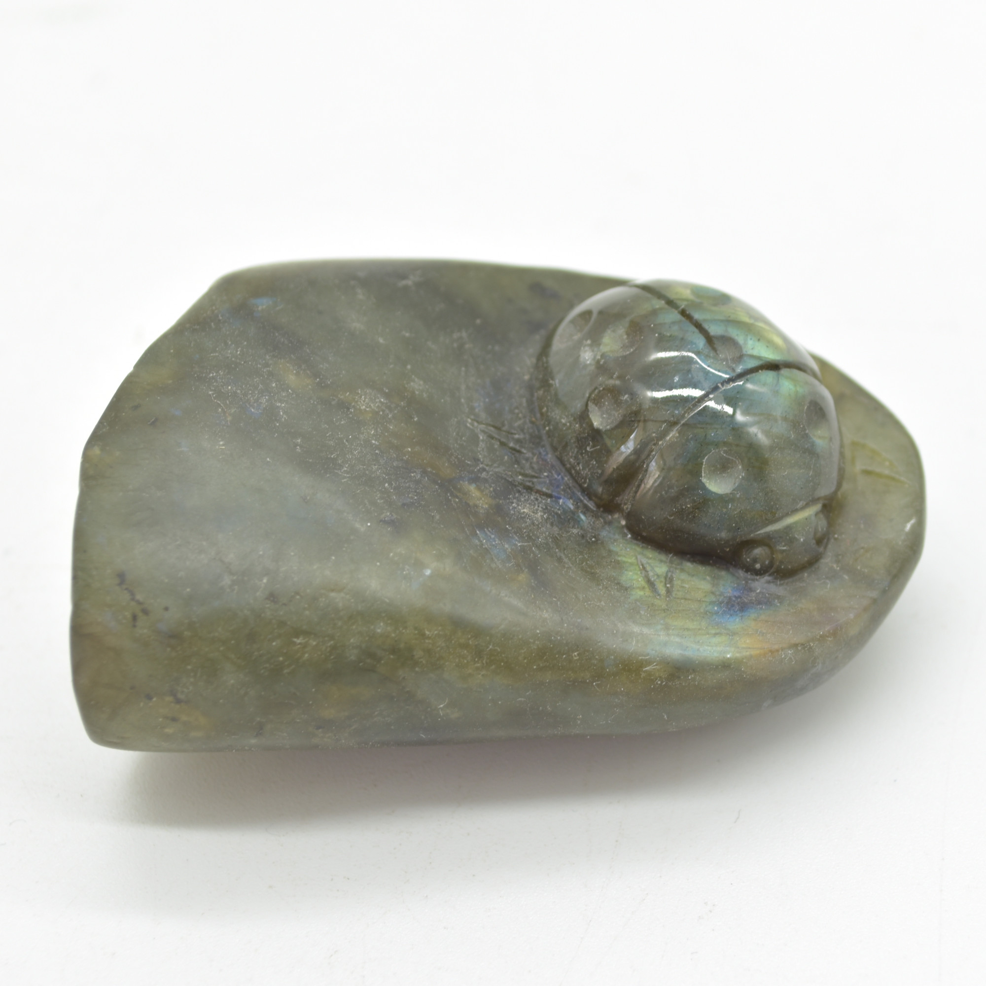 Labradorite Crystal Carving Ladybird Bug on Rock - 114 grams - #03 - Image 3