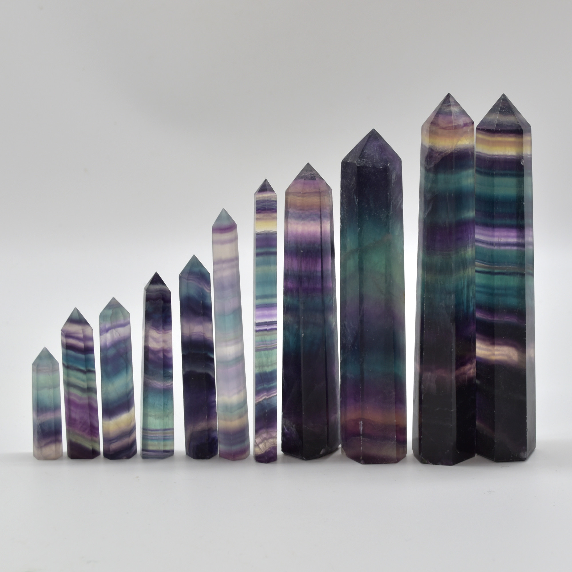Rainbow Fluorite Crystal Point, Tower, Wand - 1 Count - choose from 11 sizes