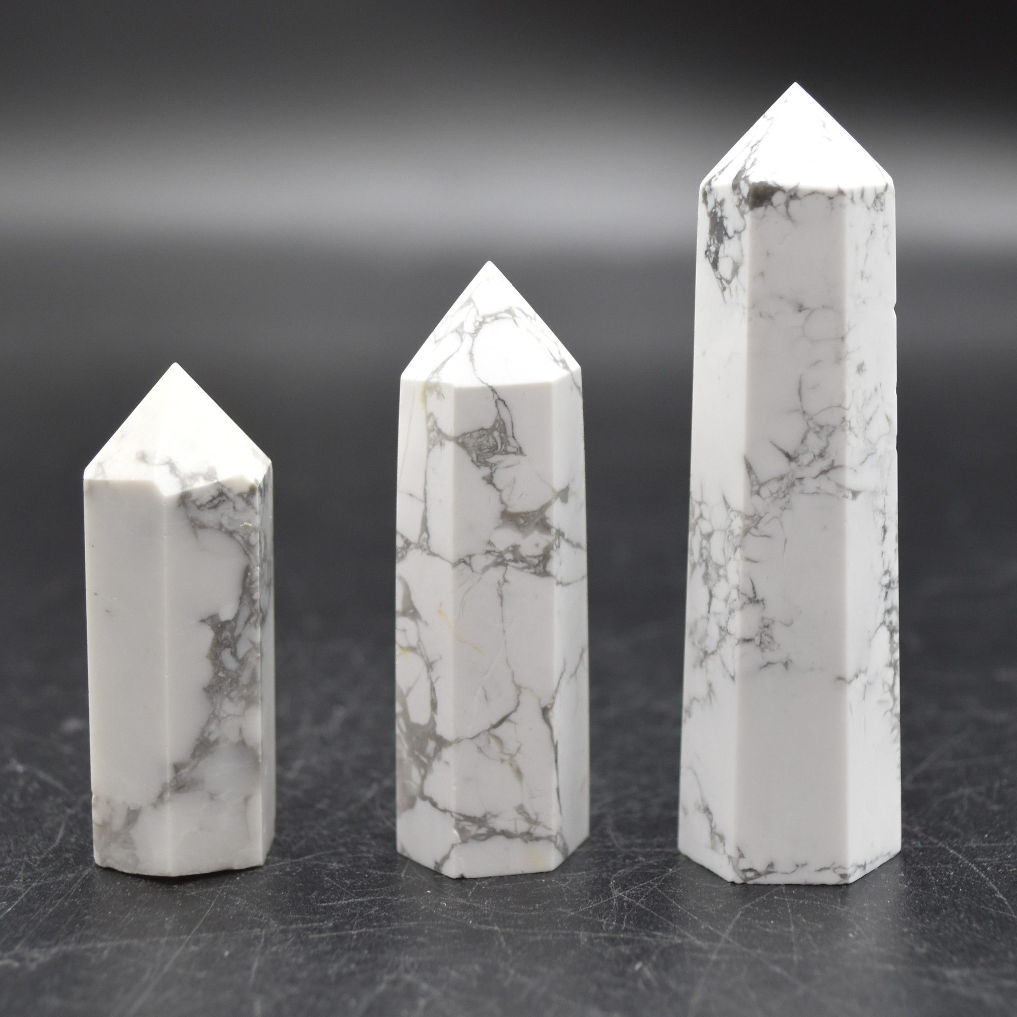 White Howlite Crystal Point Tower Wand - 3 Sizes