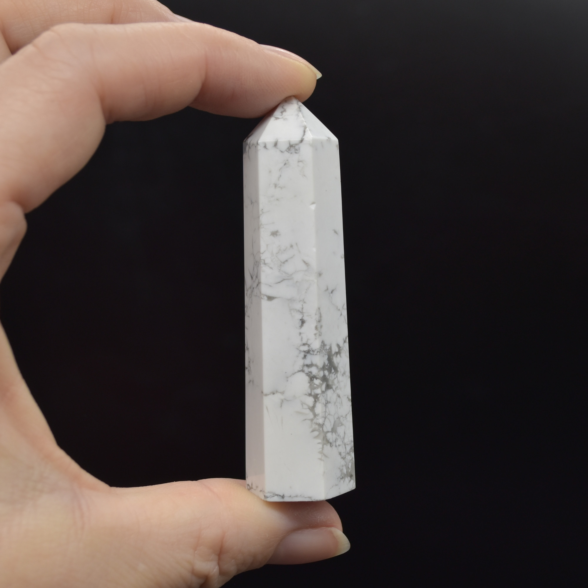 White Howlite Crystal Point Tower Wand - 3 Sizes - Image 3