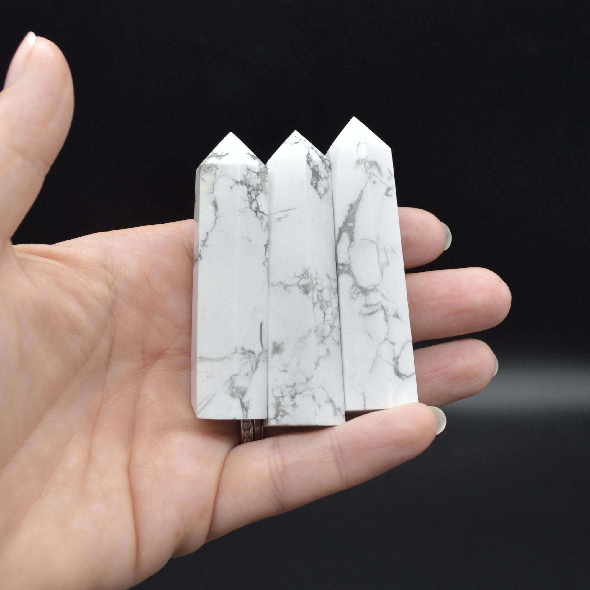 White Howlite Crystal Point Tower Wand - 3 Sizes - Image 4