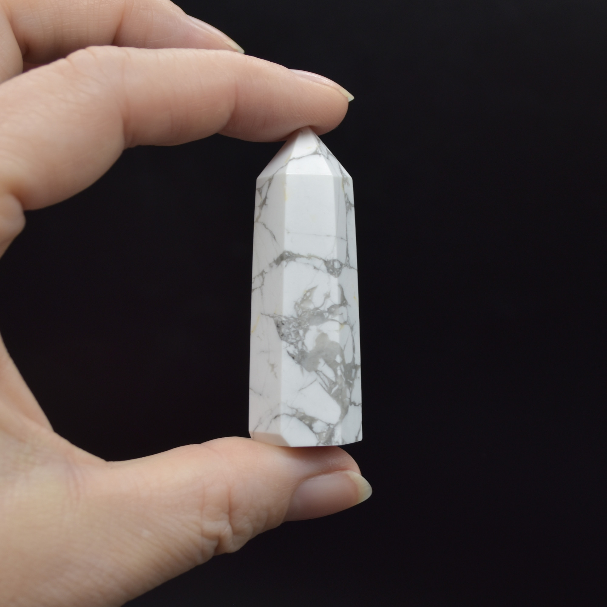 White Howlite Crystal Point Tower Wand - 3 Sizes - Image 9