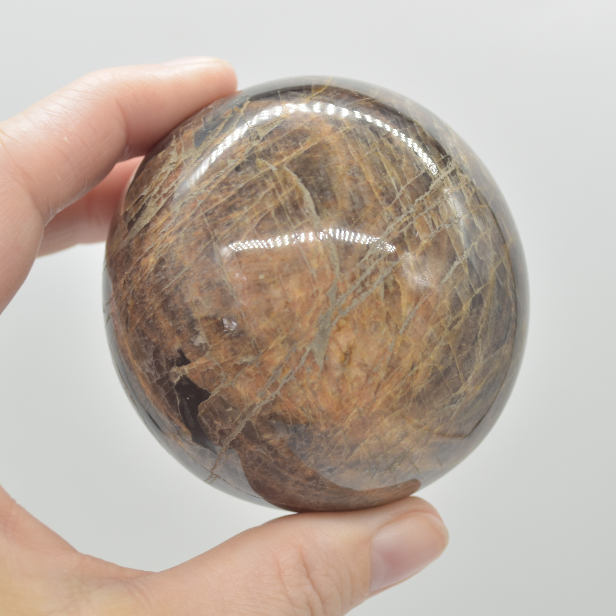 Black Moonstone Crystal Sphere, Ball - 6cm - 361 grams #02