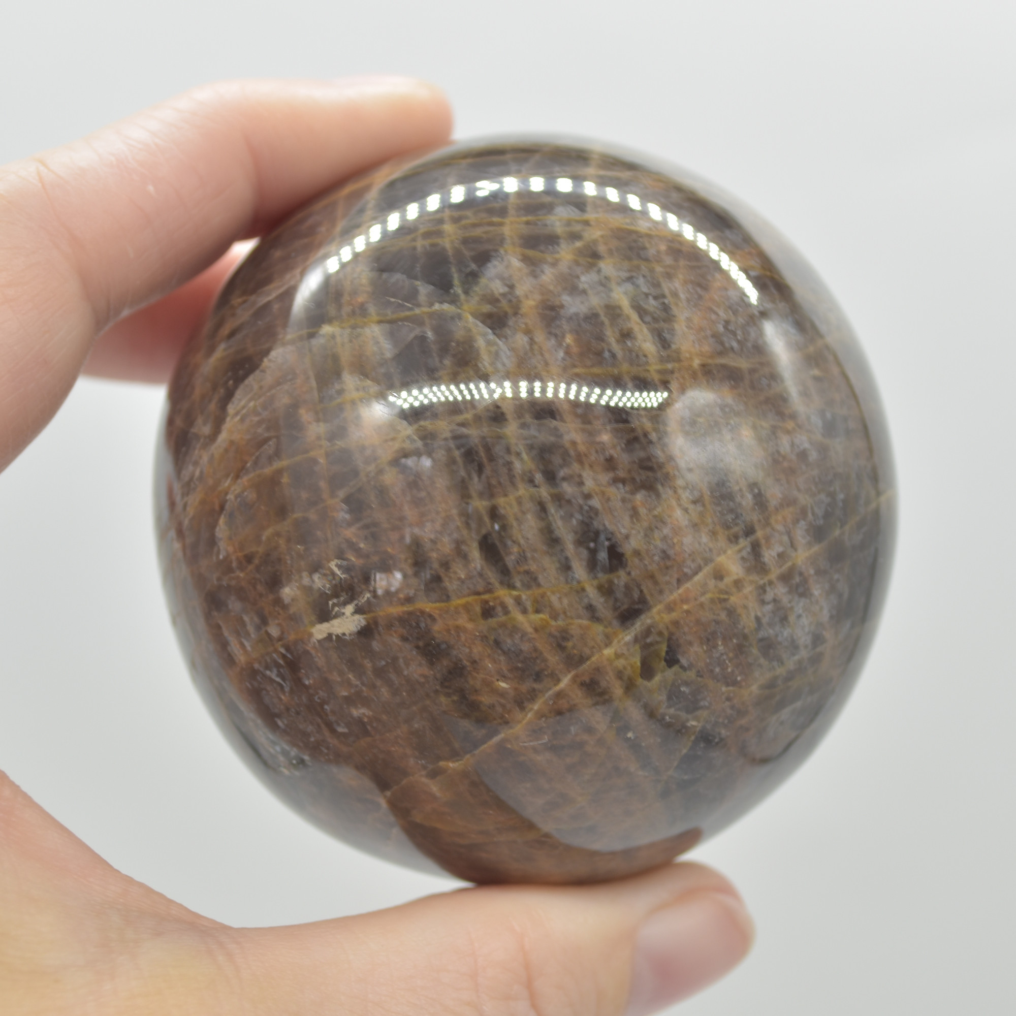 Black Moonstone Crystal Sphere, Ball - 6cm - 361 grams #02 - Image 3