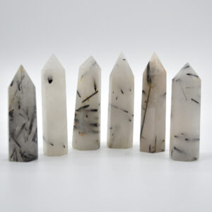 Tourmalinated Crystal Quartz Point Tower Wand - 8cm-9cm  #1