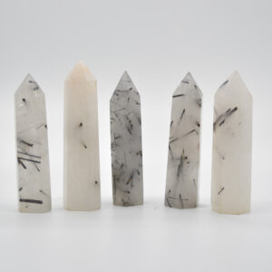 Tourmalinated Crystal Quartz Point Tower Wand - 9cm-10cm #2
