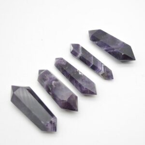 Chevron Amethyst Double Terminated Crystal Point Tower Wand - 6cm - 7cm