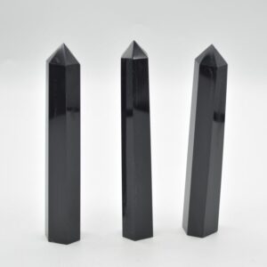 Black Obsidian Crystal Point Tower Wand - 15cm