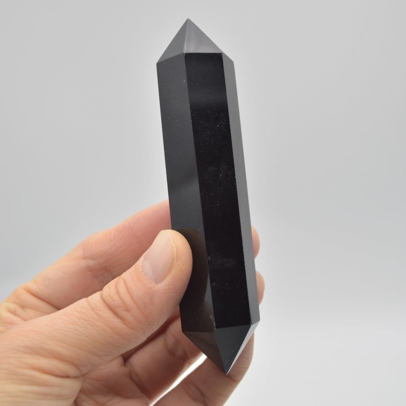 Black Obsidian Double Terminated Crystal Point / Tower / Wand - 1 Count - 4 sizes - Image 4