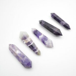 Chevron Amethyst Double Terminated Crystal Point Tower Wand - 8cm - 9cm