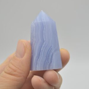 Blue Lace Agate Gemstone Point Tower Wand - 4.5cm x 2.5cm
