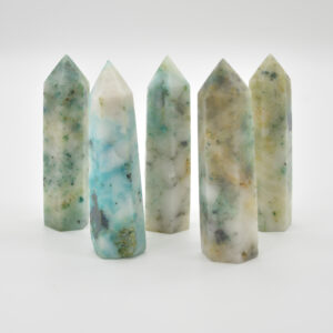 Phoenix Chrysocolla Crystal Point / Tower / Wand  - 7cm - 8cm - 1 Count