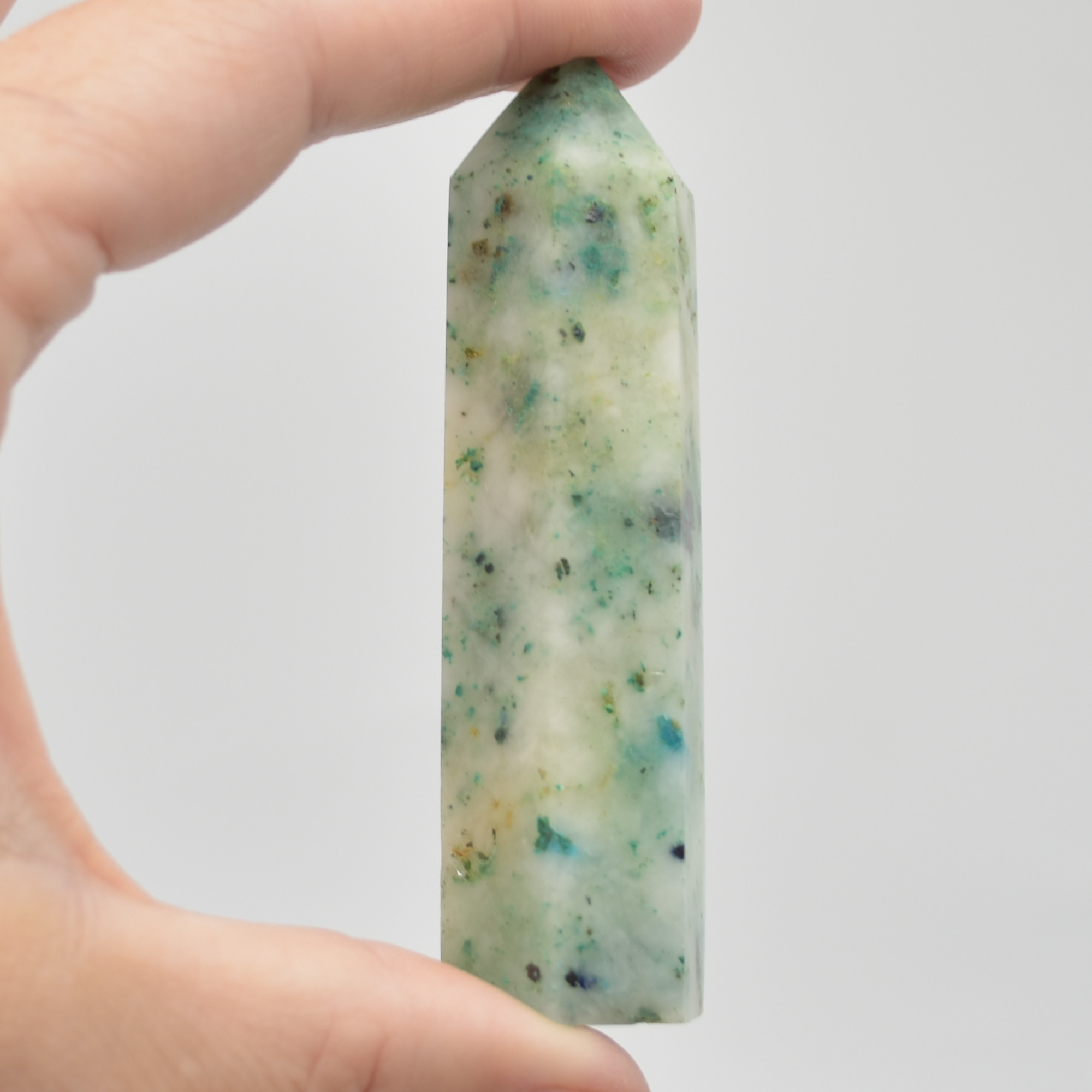 Phoenix Chrysocolla Crystal Point / Tower / Wand - 7cm - 8cm - 1 Count - Image 7