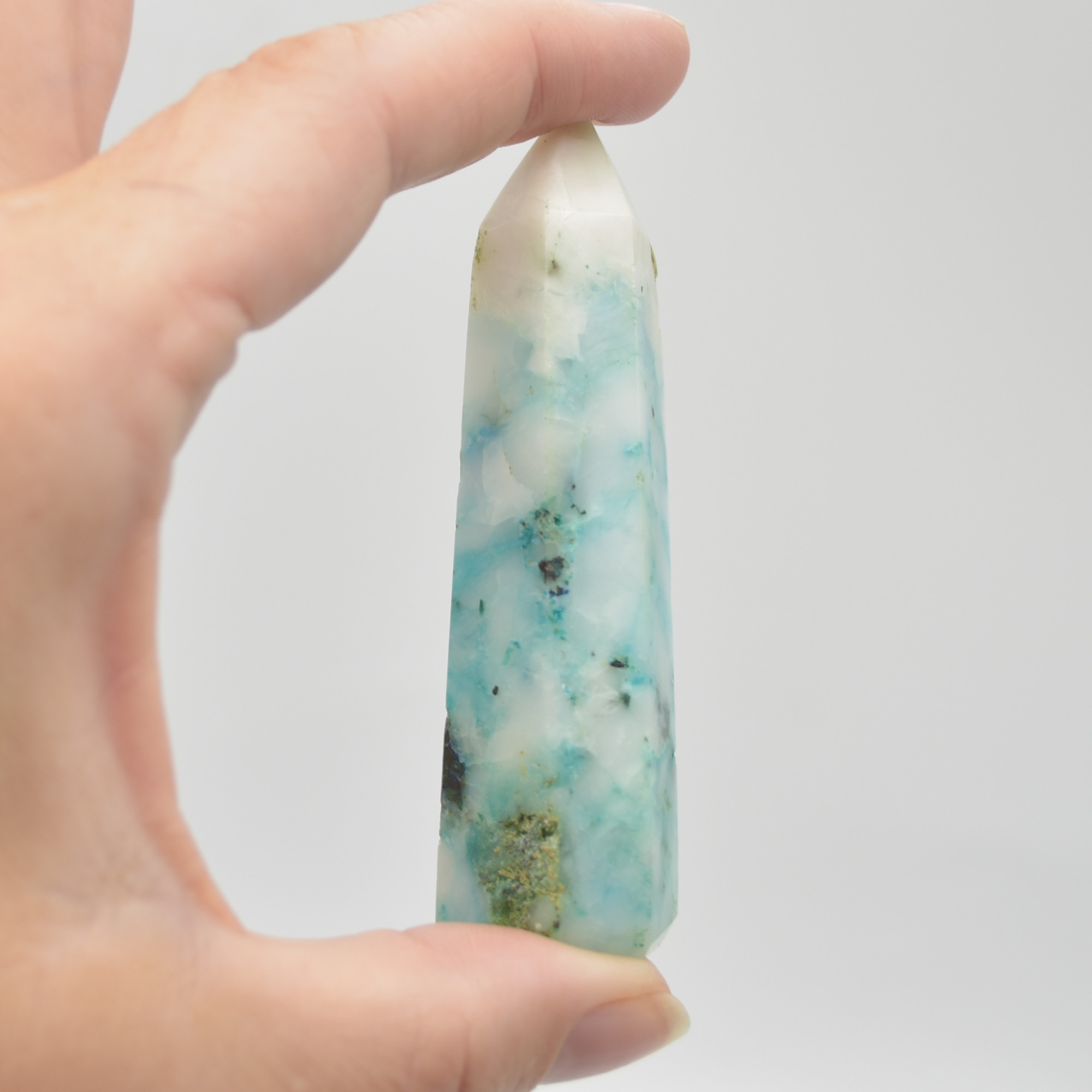 Phoenix Chrysocolla Crystal Point / Tower / Wand - 7cm - 8cm - 1 Count - Image 6