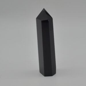 Banded  Black Obsidian Crystal Point Tower Wand - 8cm -11cm