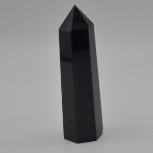 Banded  Black Obsidian Crystal Point Tower Wand - 9cm -12cm