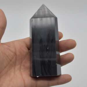Banded Black Obsidian Crystal Point Tower Wand - 9cm -11cm