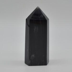 Banded Black Obsidian Crystal Point Tower Wand - 10cm -14cm