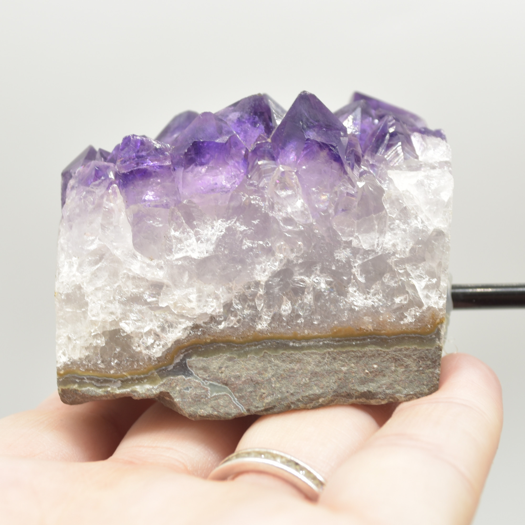 Raw Uruguay Amethyst Crystal Cluster with Stand - #01 - Image 3