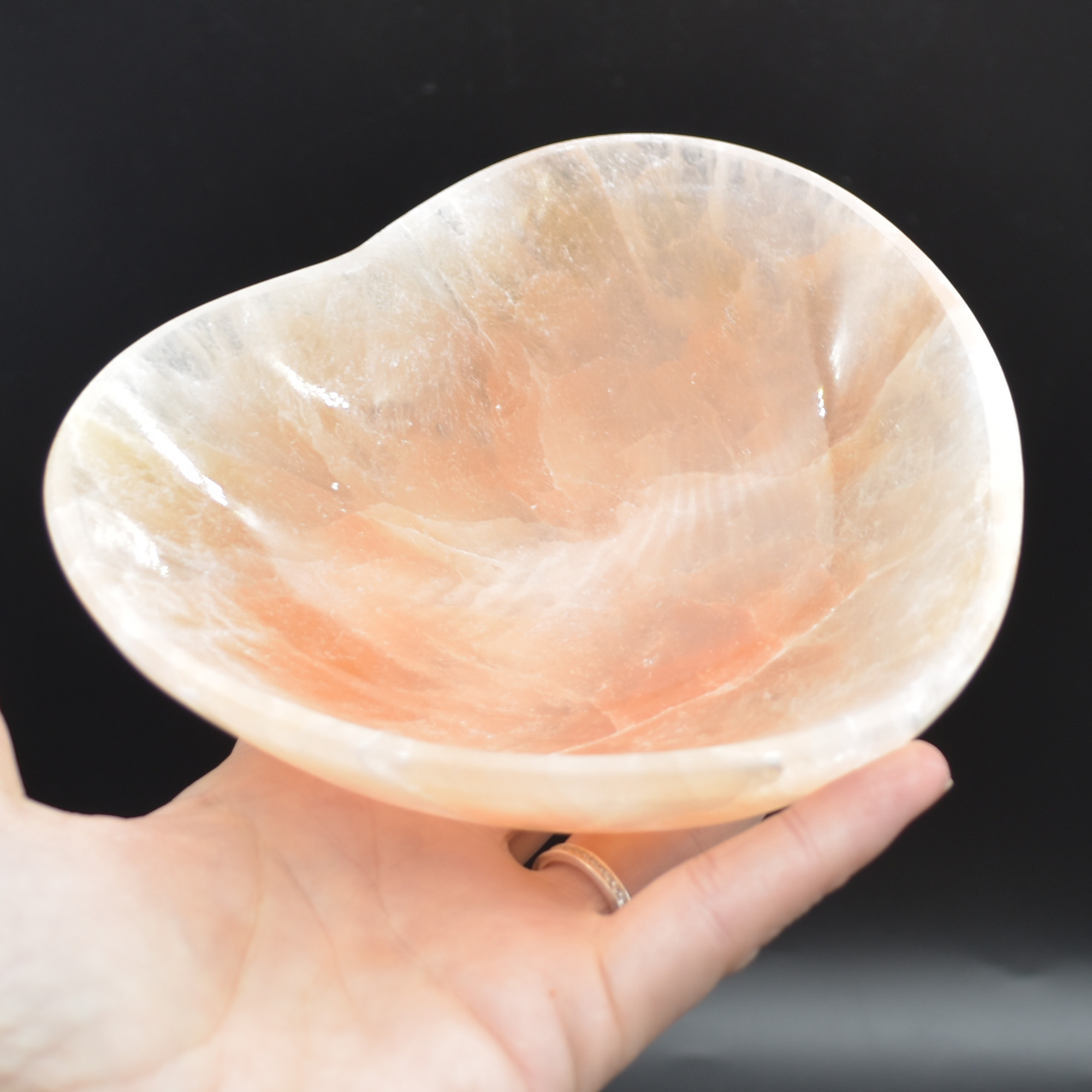 14.5cm Orange Selenite Heart Charging Bowl - 1 Count