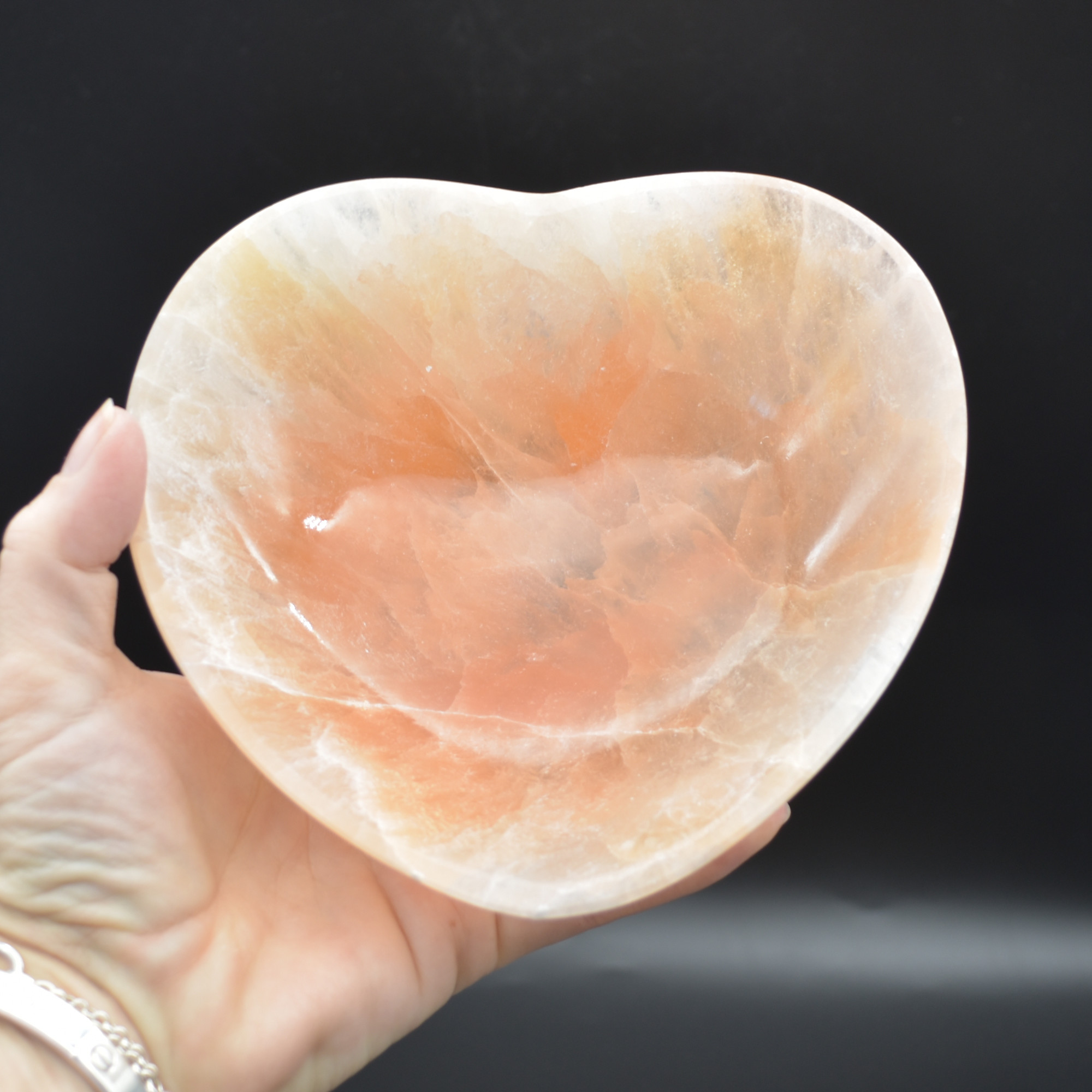 14.5cm Orange Selenite Heart Charging Bowl - 1 Count - Image 6