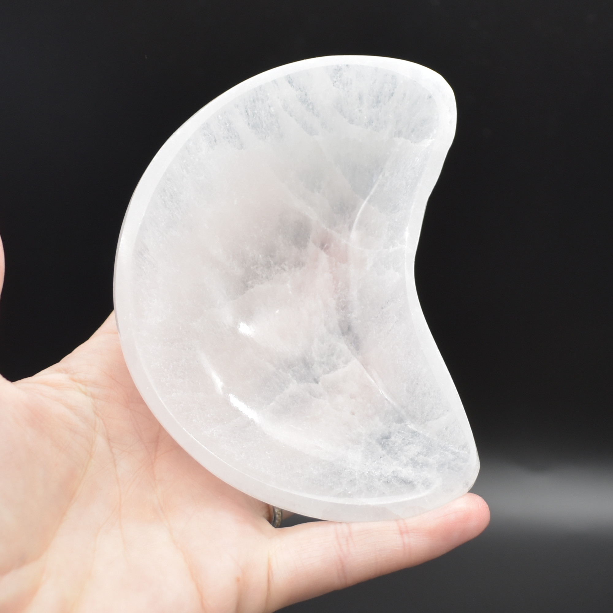Selenite Moon Charging Bowl - 10cm - 1 Count - Image 4