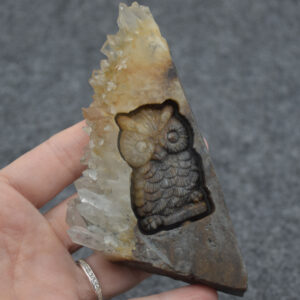 Crystal Quartz Cluster Owl Carving 133 grams #02