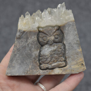 Crystal Quartz Cluster Owl Carving 209 grams #07