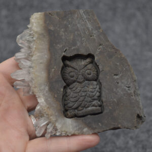 Crystal Quartz Cluster Owl Carving 230 grams #09