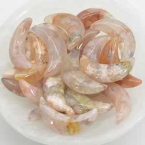 Flower Agate Crescent Moon - 3cm - 1 Count