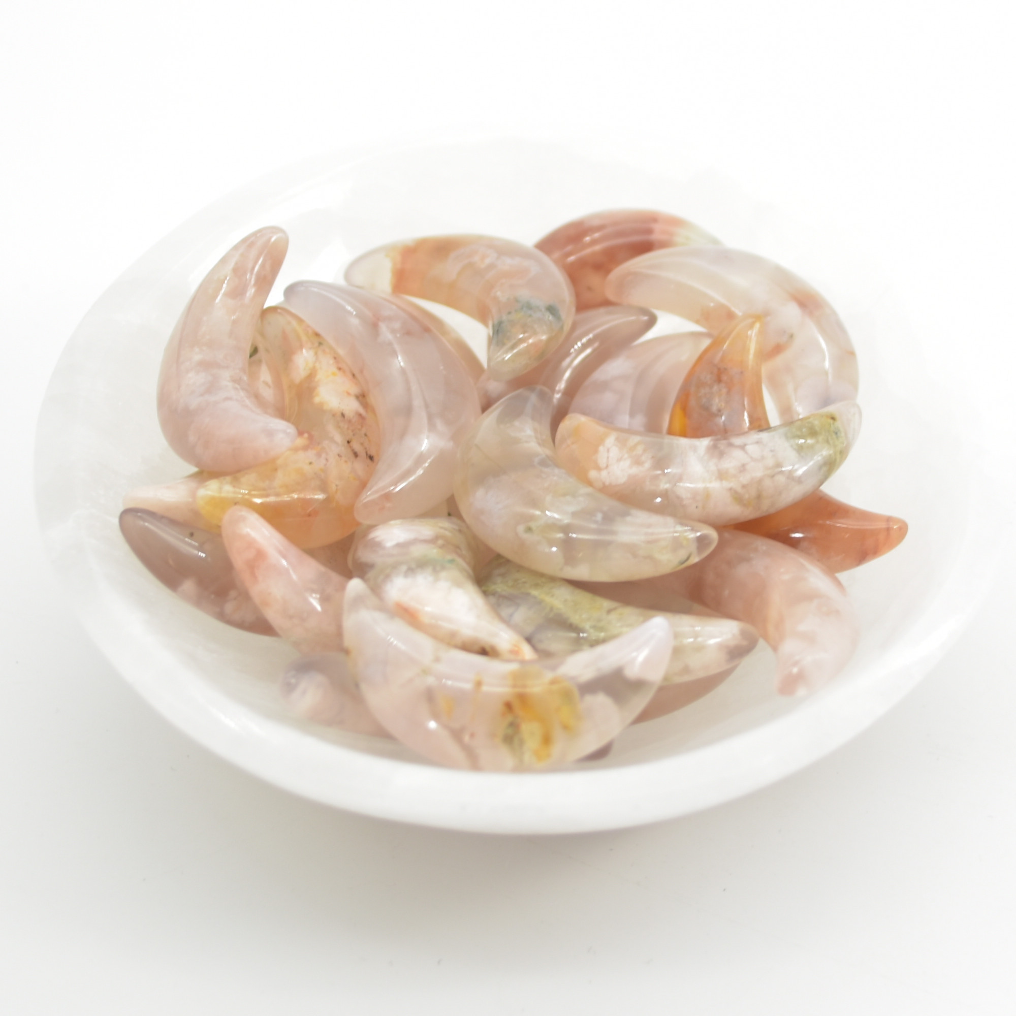 Flower Agate Crescent Moon - 3cm - 1 Count - Image 2
