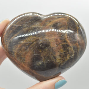 Black Moonstone Crystal Puffy Heart - 7cm - 474 grams #08