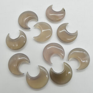 Grey Agate Crystal Crescent Moon - 3cm - 1 Count