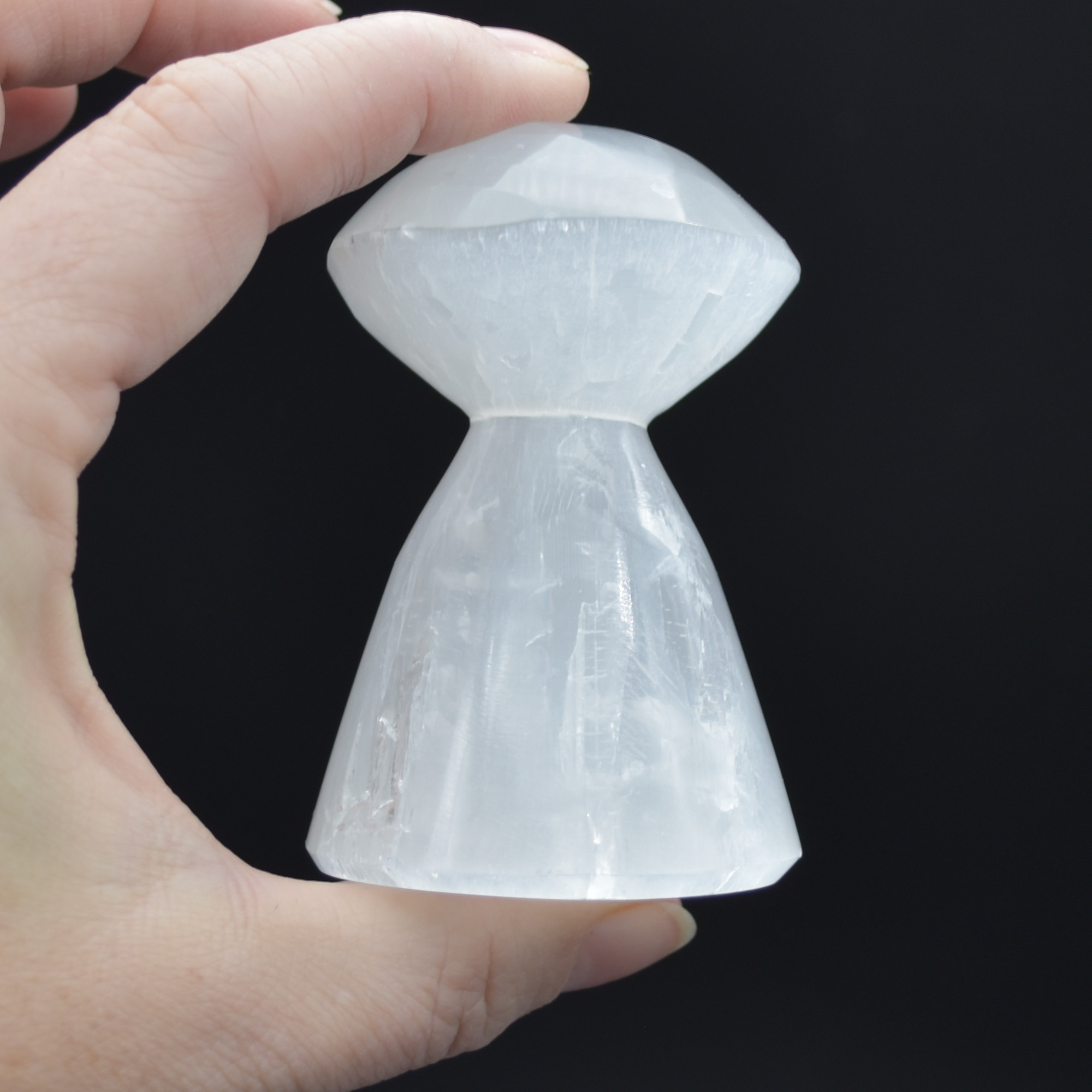 Selenite Carved Mushroom - 8cm - 1 Count