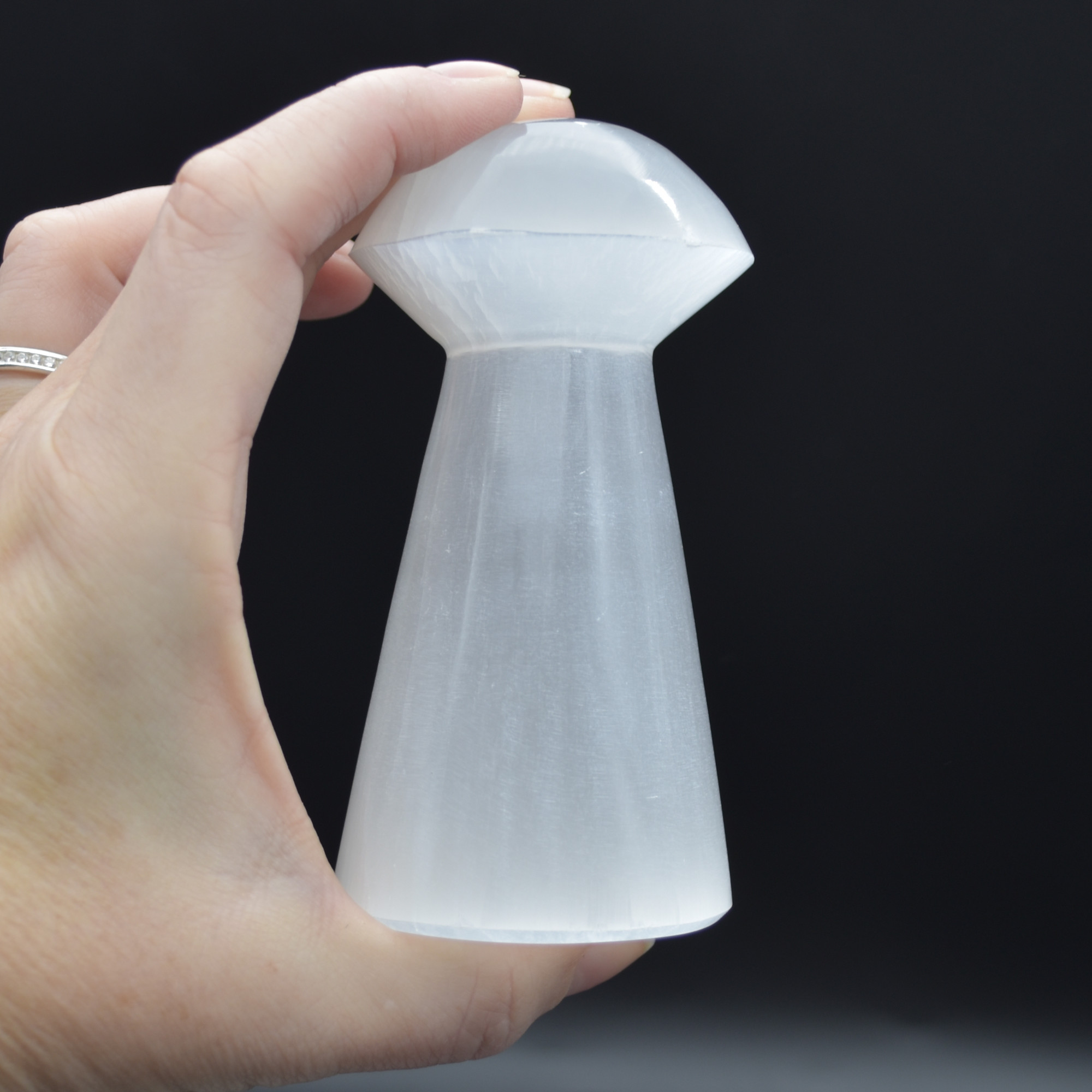 Selenite Carved Mushroom - 8cm - 1 Count - Image 4