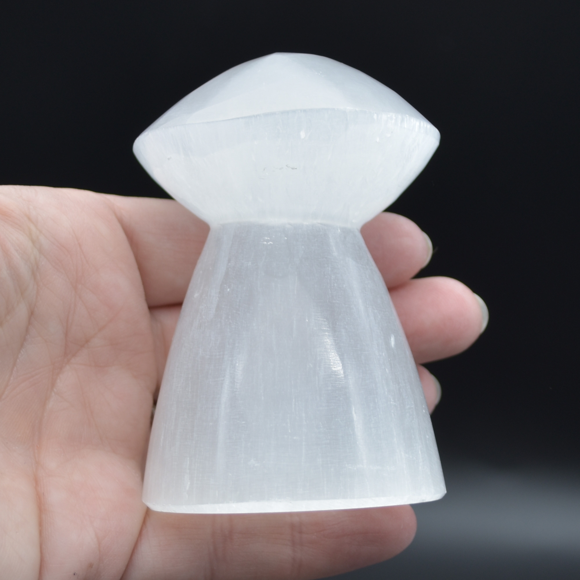 Selenite Carved Mushroom - 8cm - 1 Count - Image 5