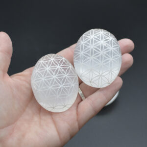 Selenite Engraved Palm Stone - 4.5cm - 5.5cm - 1 Count