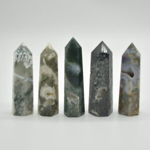 Moss Agate Point, Tower, Wand  - 8cm - 9cm - 1 Count