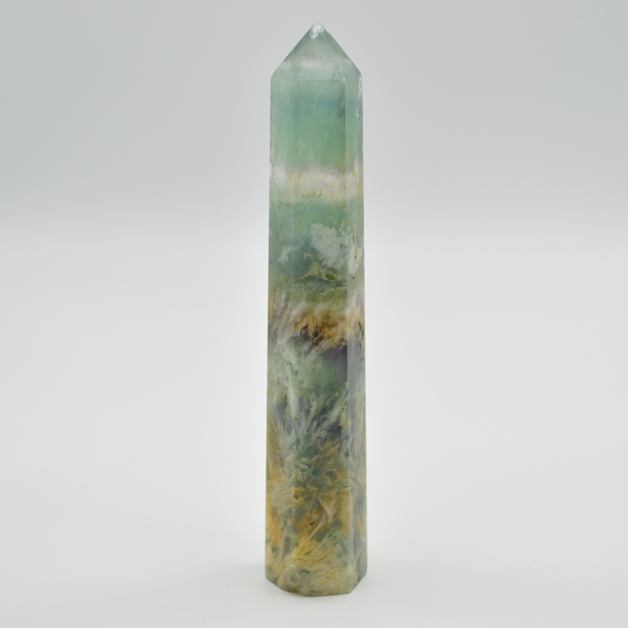 Snowflake Fluorite Point, Tower, Wand - 332 grams