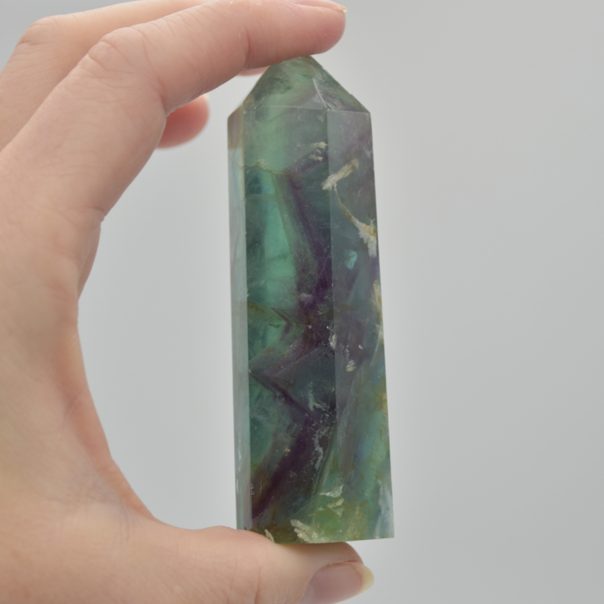 Snowflake Fluorite Point, Tower, Wand - 123 grams - Image 4