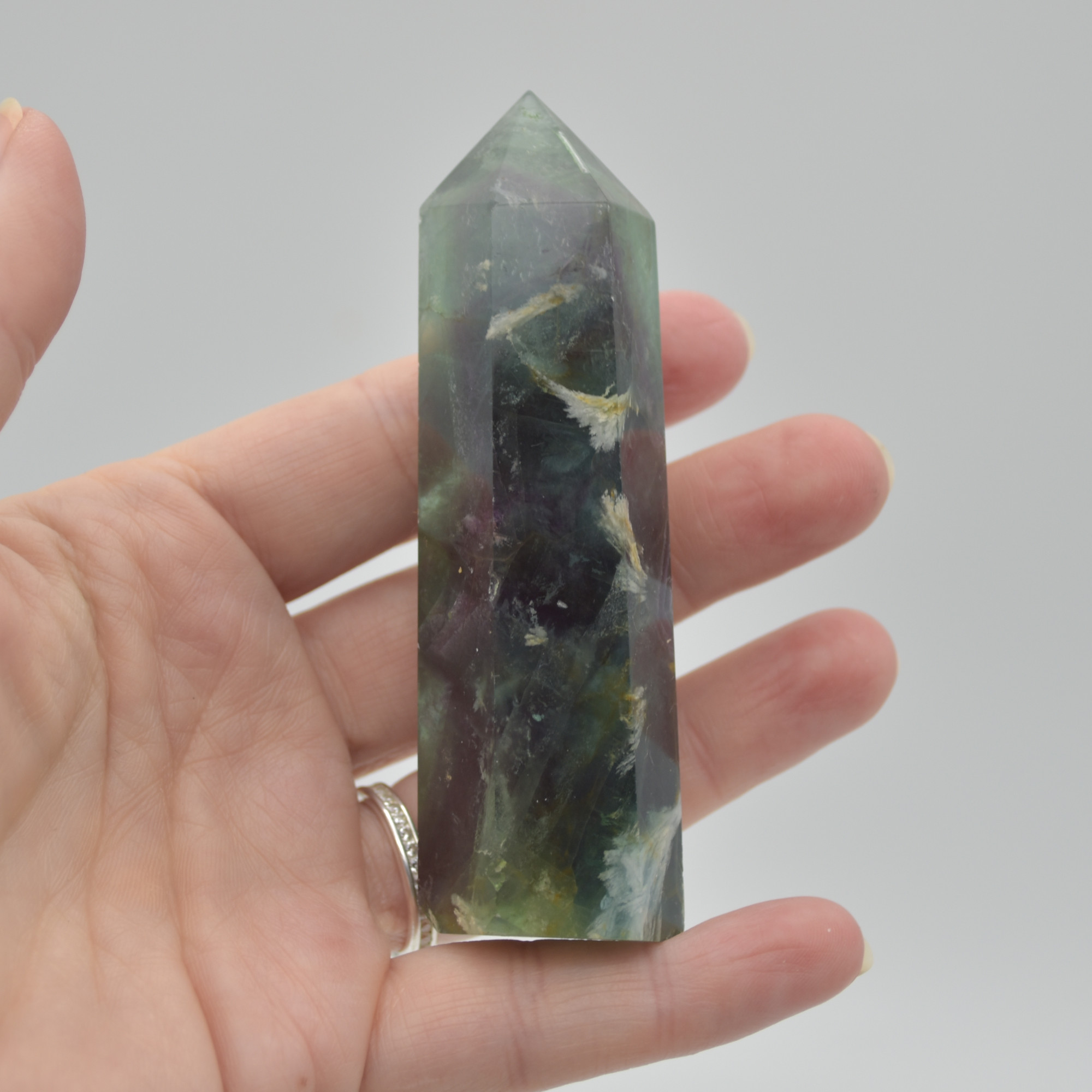 Snowflake Fluorite Point, Tower, Wand - 123 grams - Image 6