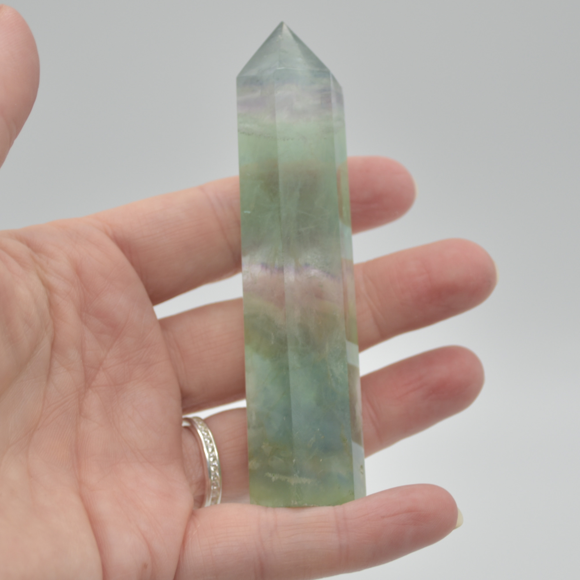 Snowflake Fluorite Point, Tower, Wand - 92 grams - Image 6
