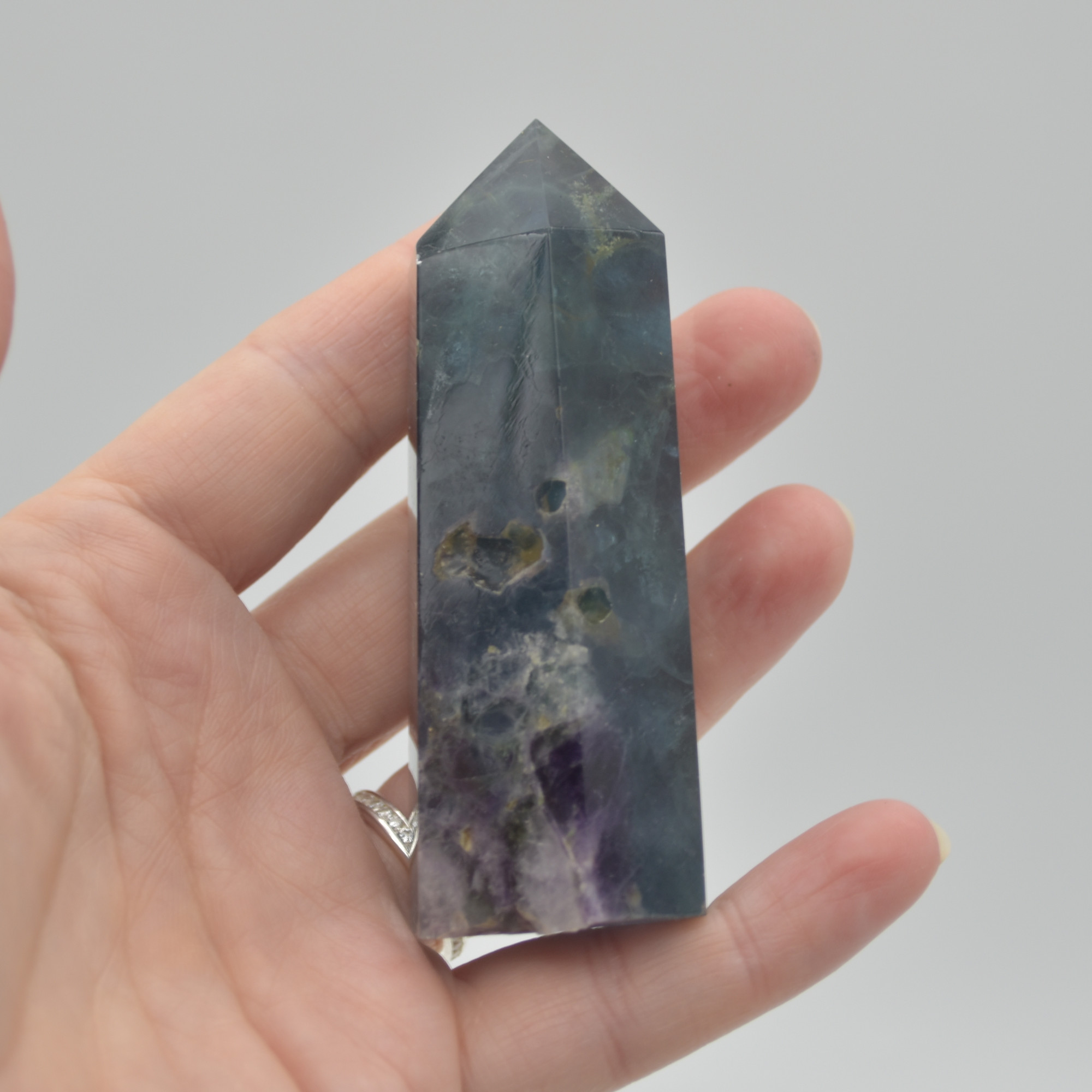 Snowflake Fluorite Point, Tower, Wand - 144 grams - Image 6
