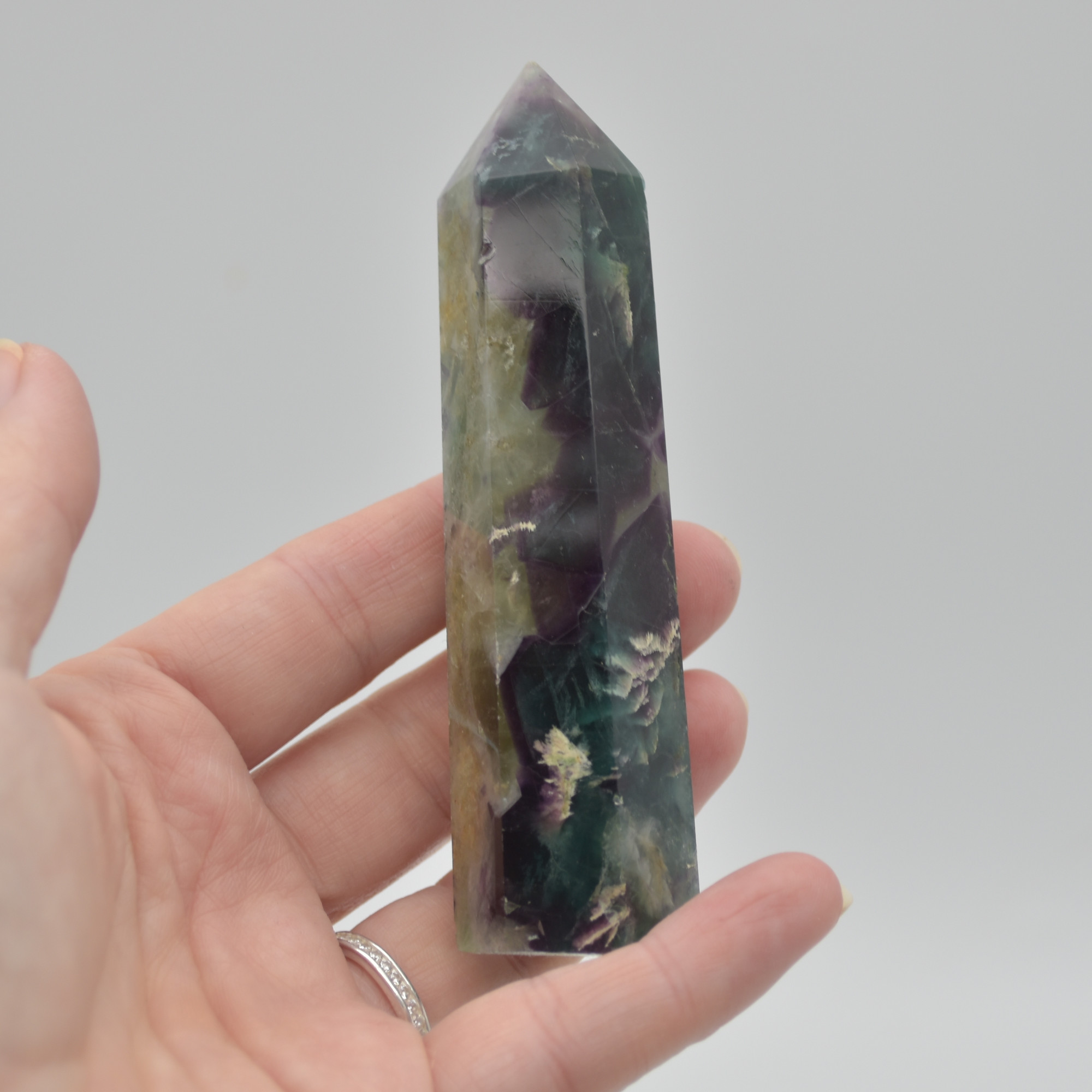 Snowflake Fluorite Point, Tower, Wand - 132 grams - Image 8